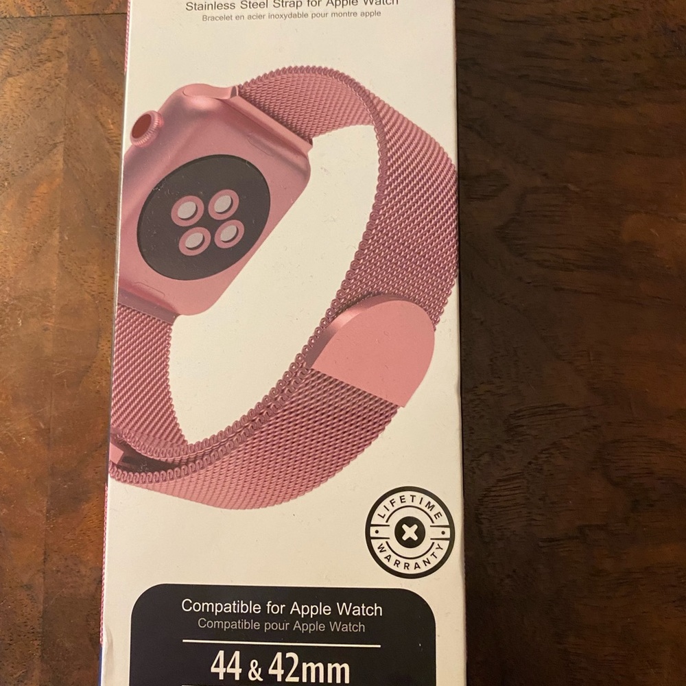Rose pink stainless mesh Apple Watch band 42-44mm